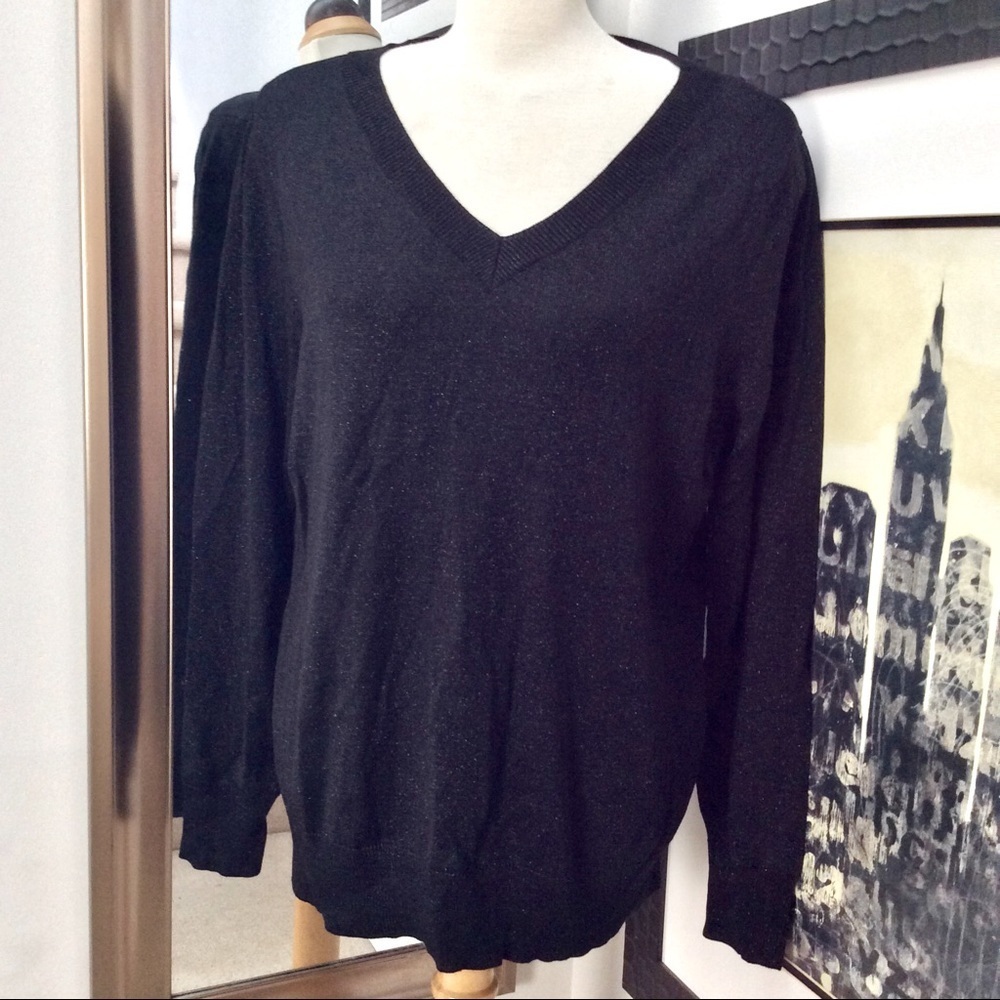 NWT Lane Bryant black knit V-neck sweater size 18